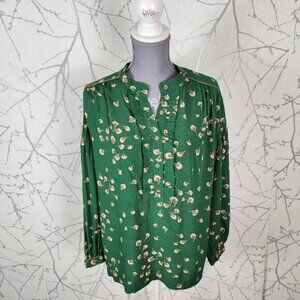 Le Petite Francaise Green Floral Petal Ruffle Popover Tunic